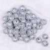 Top view of a pile of 20mm Silver Flower Rhinestone Bubblegum Beads
