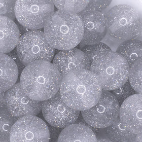 20mm Silver Glitter Sparkle Chunky Acrylic Bubblegum Beads