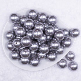 20mm Silver with Glitter Faux Pearl Bubblegum Beads