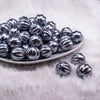 Front view of a pile of 20mm Silver Pearl Pumpkin Shaped Bubblegum Bead