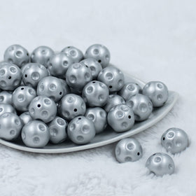 20mm Silver Polka Dots Bubblegum Beads