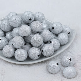 20mm Silver Stardust Chunky Bubblegum Beads