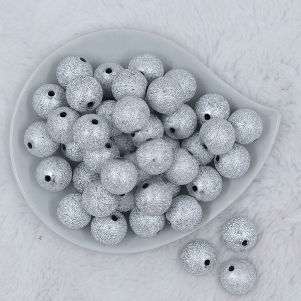 Top view of a pile of 20mm Silver Stardust Chunky Bubblegum Beads