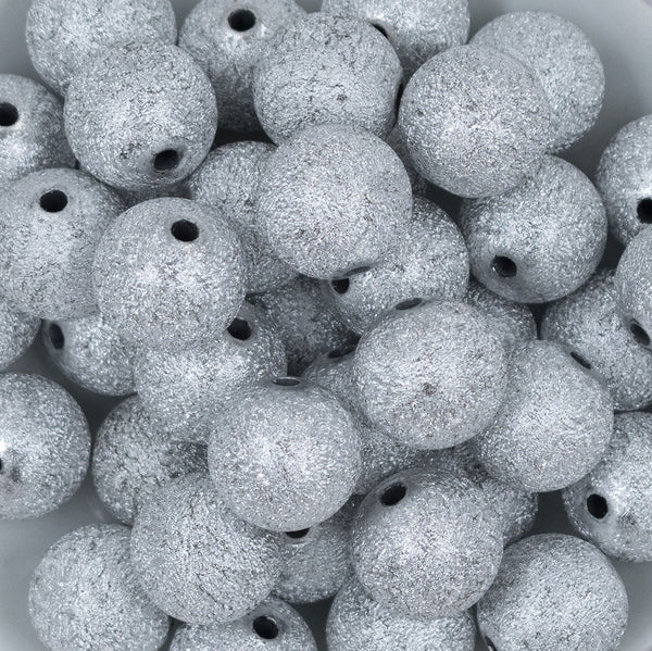 Close up view of a pile of 20mm Silver Stardust Chunky Bubblegum Beads