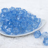 Front view of a pile of 20mm Sky Blue Transparent Cube Faceted Pearl Bubblegum Beads