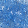 Close up view of a pile of 20mm Sky Blue Transparent Cube Faceted Pearl Bubblegum Beads