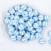 Top view of a pile of 20mm Sky Blue with White Stripe Beach Ball Bubblegum Beads