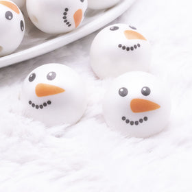 20mm Snowman Face print Bubblegum Beads