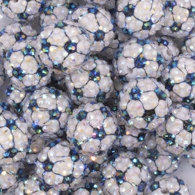 20mm Soccer Rhinestone AB Acrylic Bubblegum Beads