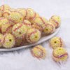 front view of a pile of 20mm Softball Rhinestone AB Acrylic Bubblegum Beads