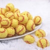 front view of a pile of 20mm Softball with Clear Rhinestone Bubblegum Beads