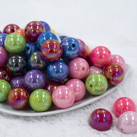 20mm Solid AB Mix Acrylic Bubblegum Beads Bulk