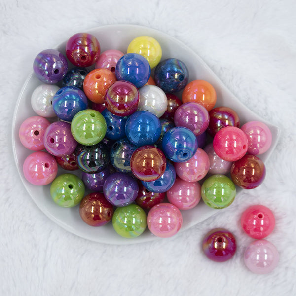 Top view of a pile of 20mm Solid AB Mix Acrylic Bubblegum Beads Bulk [Choose Count]