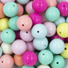 Close up view of a pile of 20mm Pastel Solid Color Mix Acrylic Bubblegum Beads Bulk [100 Count]
