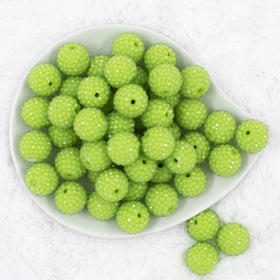20mm Sour Apple Green Rhinestone Bubblegum Beads