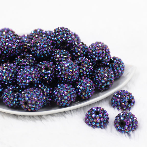 Front view of a pile of 20mm Sparkling Wine Rhinestone AB Bubblegum Beads