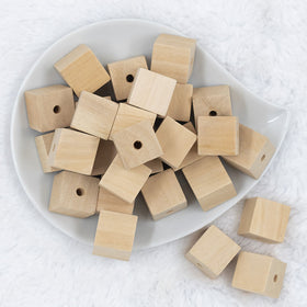 20mm Square Unfinished Wooden Beads