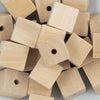 Close up view of a pile of 20mm Square Unfinished Wooden Beads
