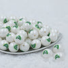 Front view of a pile of 20mm Green Rainbow Print Chunky Acrylic Bubblegum Beads [10 Count]
