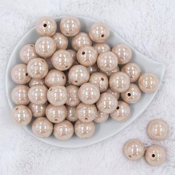 Top view of a pile of 20MM Tan AB Solid Chunky Bubblegum Beads