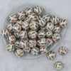 Top view of a pile of 20mm Feather print chunky acrylic Bubblegum Beads