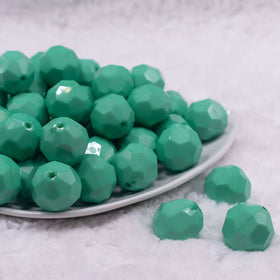 20mm Teal Faceted Opaque Bubblegum Beads