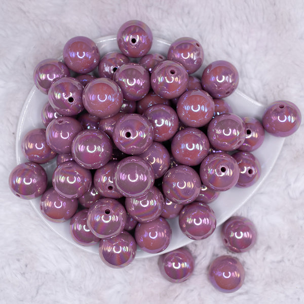 20mm Thistle Purple Solid AB Bubblegum Beads