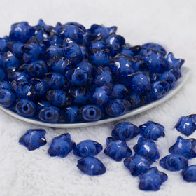 20mm Blue Transparent Star Shaped Bubblegum Beads