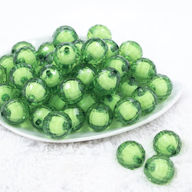 20mm Green Translucent Faceted Bead in a bead Bubblegum Bead