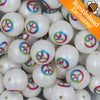 Close up view of a pile of 20mm Tie Dyed Peace Sign Print Chunky Acrylic Bubblegum Beads [10 Count]