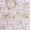 close up view of a pile of 20mm White Jelly AB Acrylic Chunky Bubblegum Beads