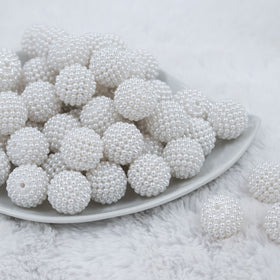 20mm White Ball Bead Chunky Acrylic Bubblegum Beads