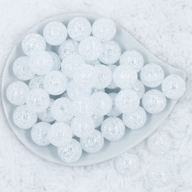 20mm White Crackle Bubblegum Beads