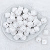 Top view of a pile of 20mm White Cube Faceted Pearl Bubblegum Beads