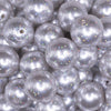 close up view of a pile of 20mm White with Glitter Faux Pearl Bubblegum Beads