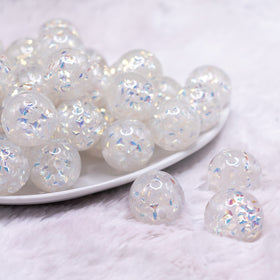 20mm White Majestic Confetti Bubblegum Beads