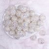 top view of a pile of 20mm White Majestic Confetti Bubblegum Beads
