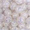 close up view of a pile of 20mm White Majestic Confetti Bubblegum Beads