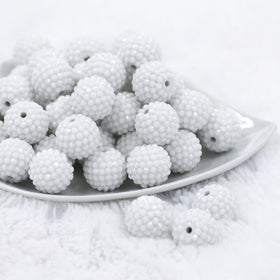 20mm White on White Rhinestone Bubblegum Beads