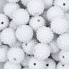 Close up view of a pile of 20mm White on White Rhinestone Bubblegum Beads