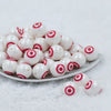Front view of a pile of 20mm Target Bullseye Print Chunky Acrylic Bubblegum Beads [10 Count]