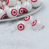 Macro view of a pile of 20mm Target Bullseye Print Chunky Acrylic Bubblegum Beads [10 Count]