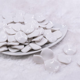 20mm White Opaque Wavy Flat Shaped Jewelry Bead - 20 Count