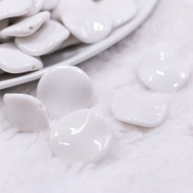 20mm White Opaque Wavy Flat Shaped Jewelry Bead - 20 Count