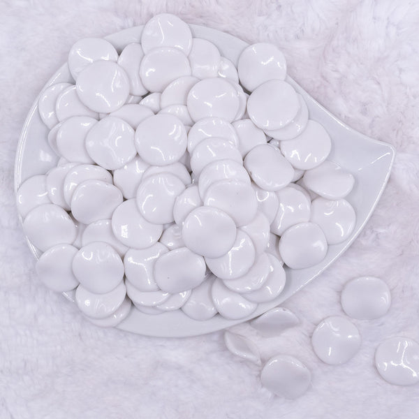 Top  view of a pile of 20mm White Opaque Wavy Flat Shaped Jewelry Bead
