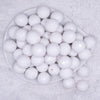 top view of a pile of 20mm White Solid Disco Faceted Bubblegum Beads