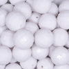 close up view of a pile of 20mm White Solid Disco Faceted Bubblegum Beads