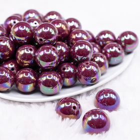 20mm Wine Red Solid AB Bubblegum Beads