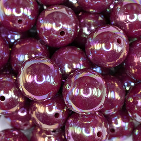 20mm Wine Red Solid AB Bubblegum Beads