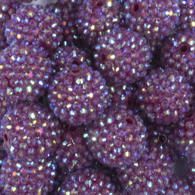 20mm Wine Red Rhinestone AB Acrylic Bubblegum Beads